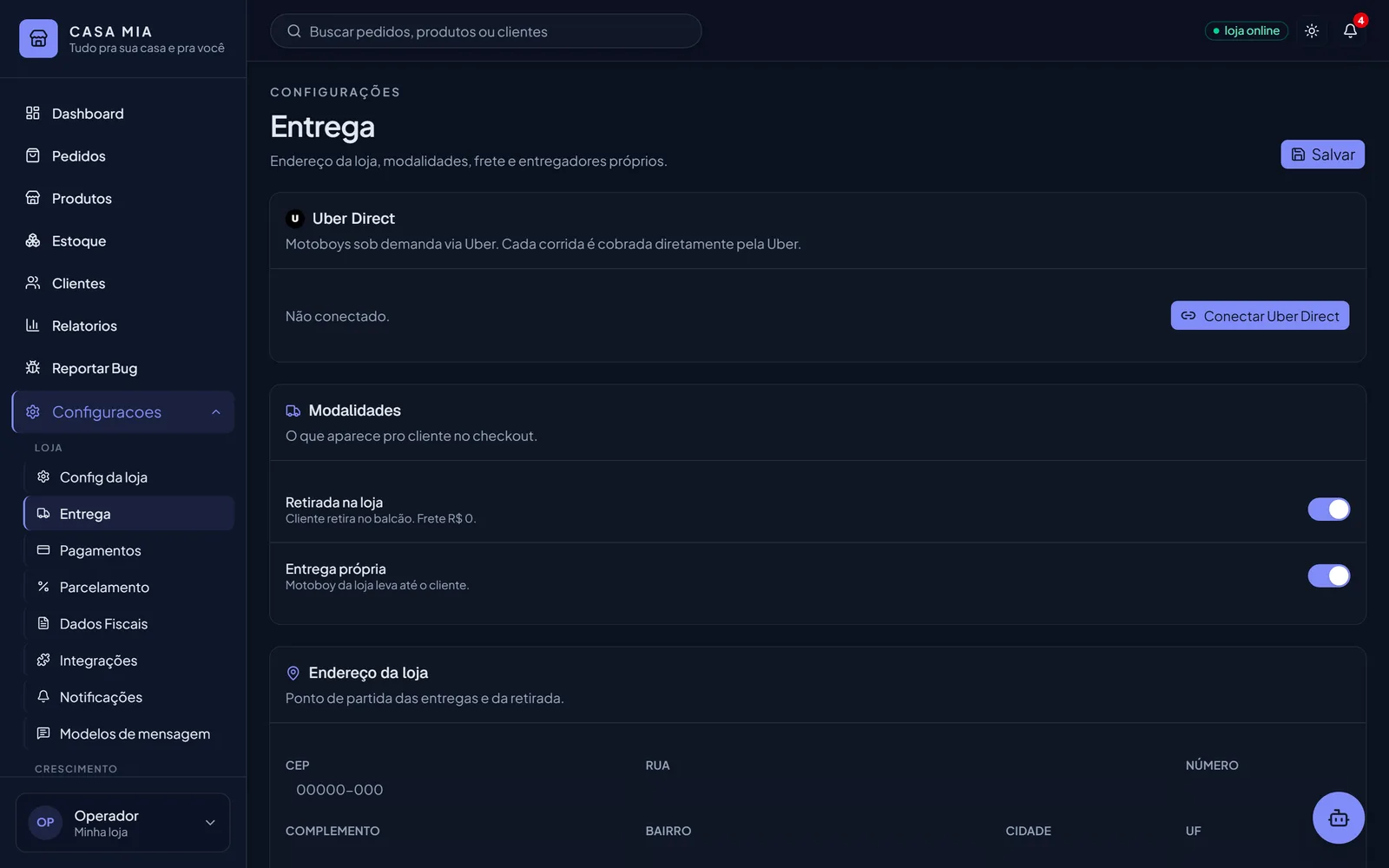 Configure sua entrega do seu jeito no painel Lojist