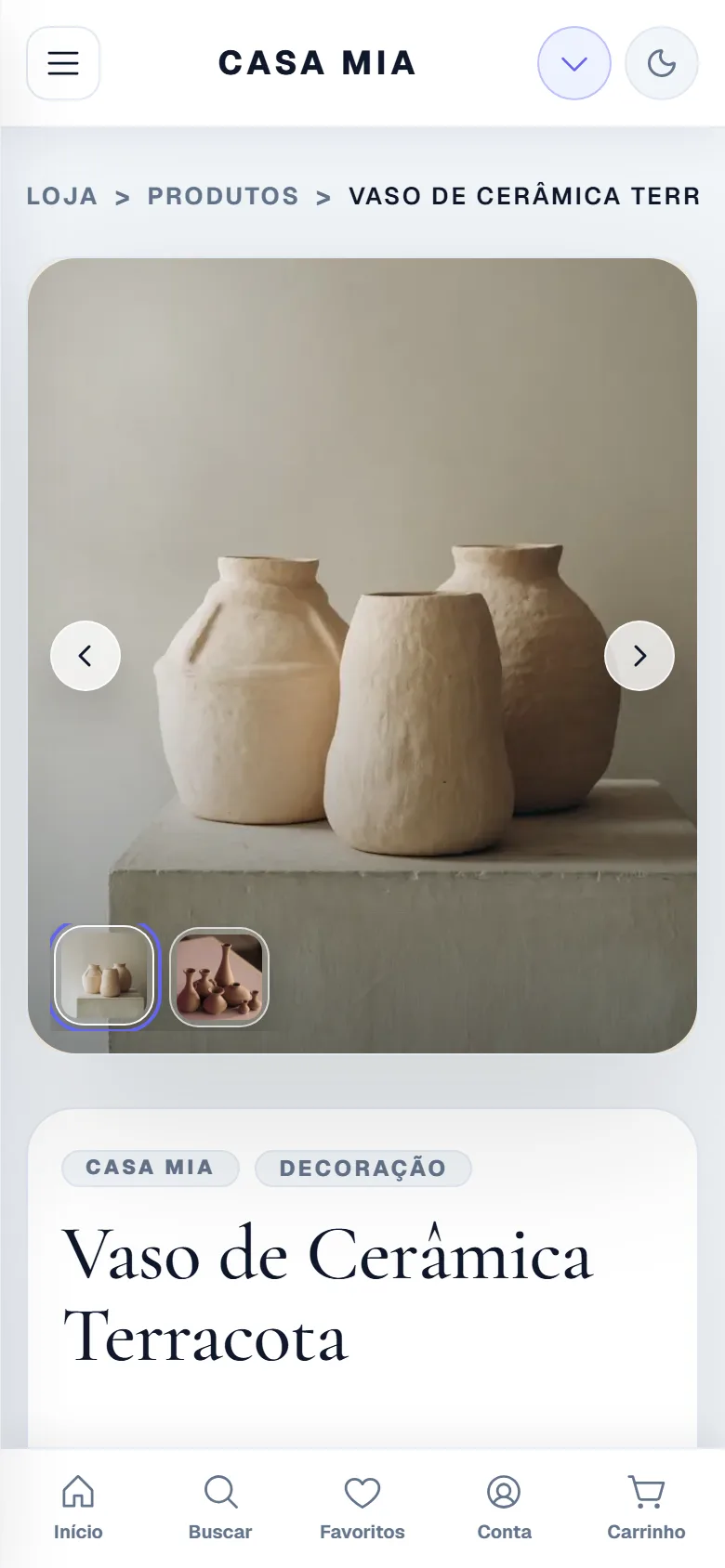 A página que o cliente vê no storefront Lojist